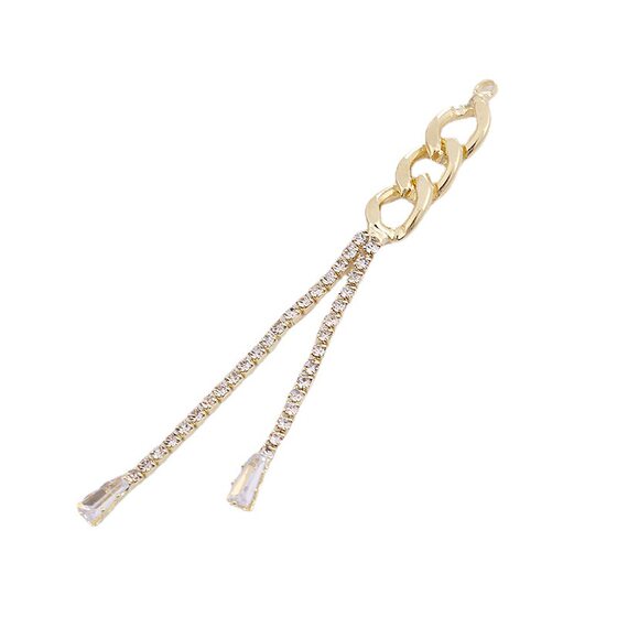 New Long Chain Metallic Flower with Zircon Tassel DIY Korean Earrings Elegant Earrings Accessories