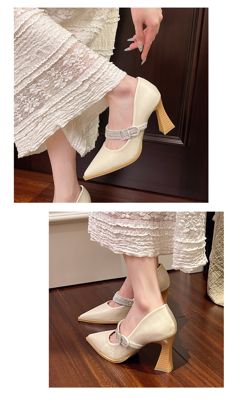 Vintage Mary Jane Shoes For Women With Rhinestones Chunky Heel_voghion.com