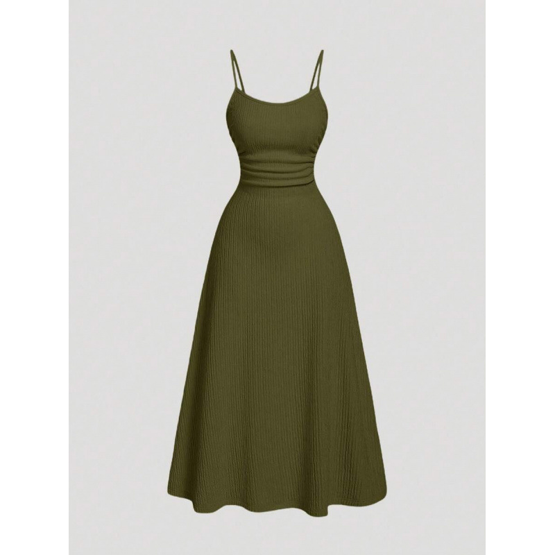 2025 comercio exterior mujeres vestidos 1pc damas romántico pliegue ajustable correa de hombro delgada vestido