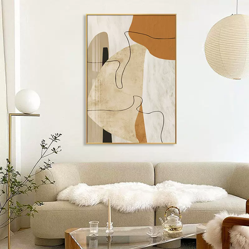 现代简约玄关装饰画 巨幅落地油画 抽象过道挂画客厅沙发背景壁画