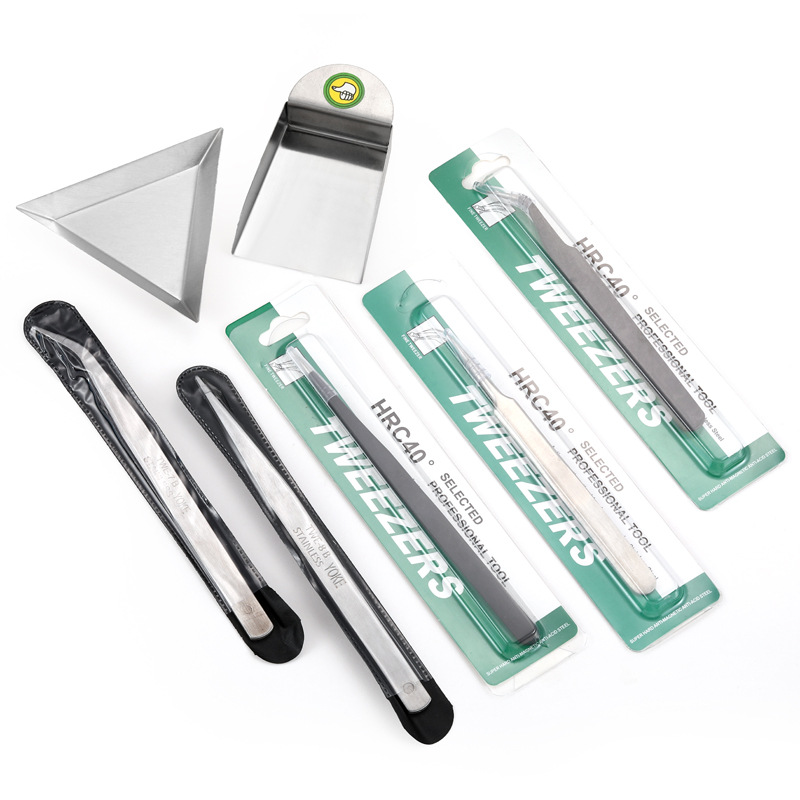 巜不锈钢防静电多功能镊子 家用弯头尖头挑毛美甲夹手账工具夹子X