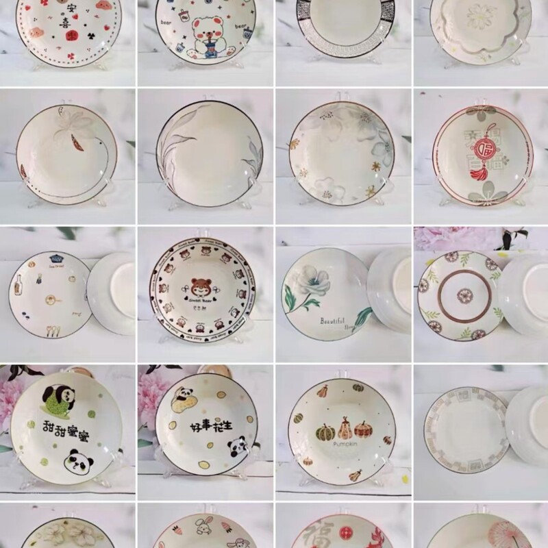 2026 New Model 7inch 8inch Ceramic Rice Plate Fruit Plate Wholesale Household Bowl Plate Hotel Gift Plate Cute Cartoon