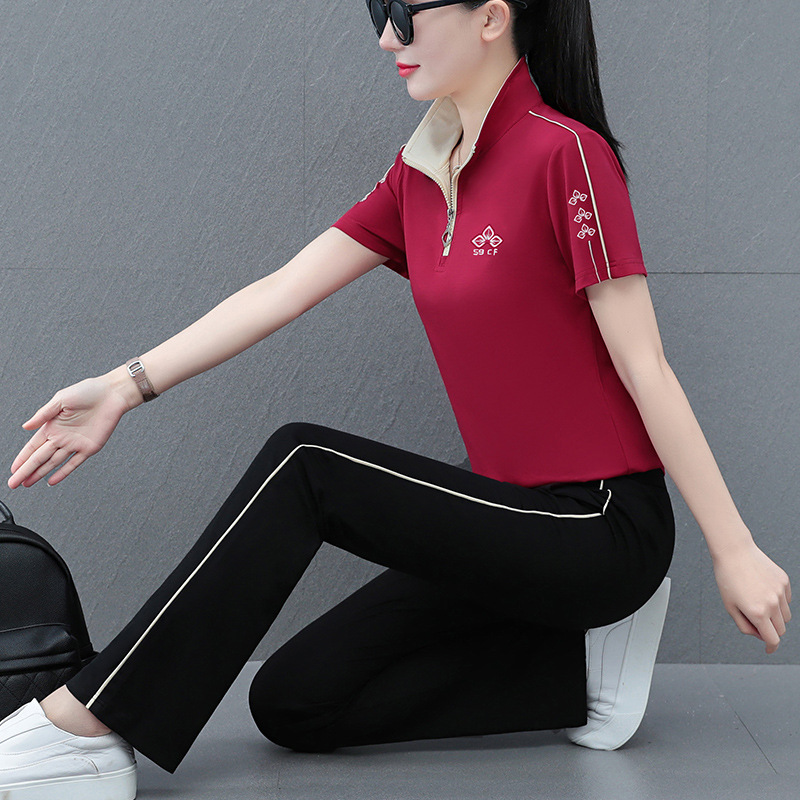 Ice Silk Casual Sportswear Suit for Women, Summer 2026 New Stylish Slim-Fit Fashion Stand-Collar Running Outfit Two-Piece Set Ice Silk Casual Sportswear Suit for Women, Summer 2026 New Stylish Slim-Fit Fashion Stand-Collar Running Outfit Two-Piece Set