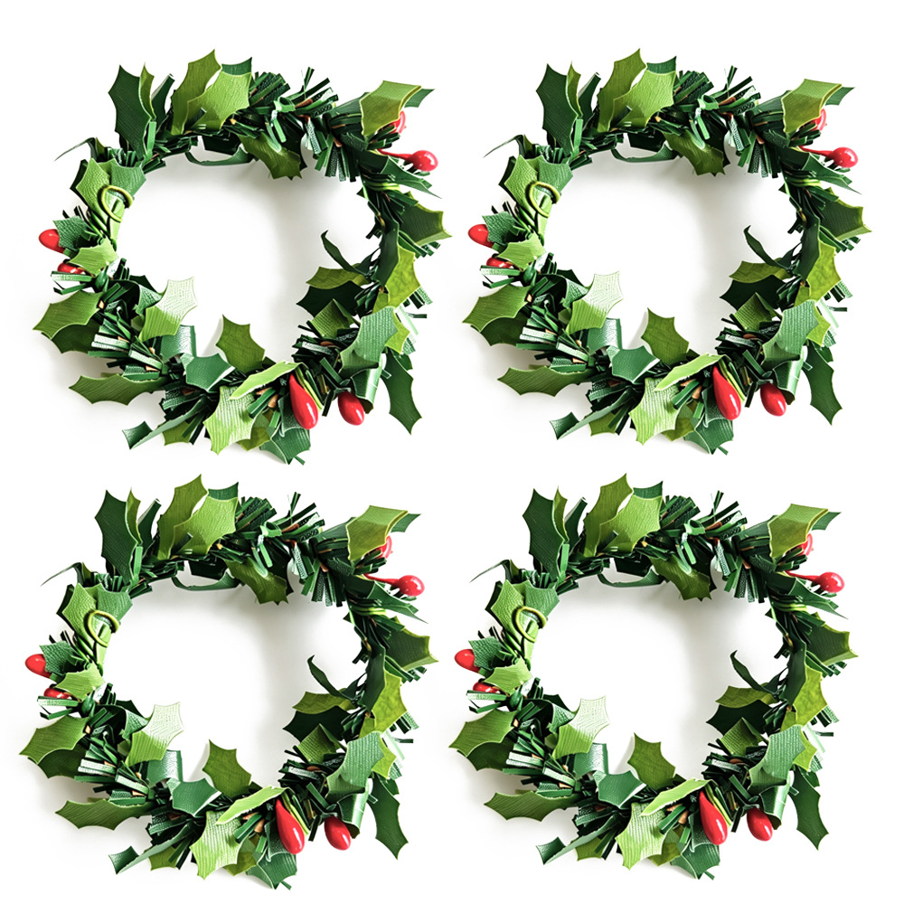 Cross-Border Christmas Decoration Red Fruit Pine Needle Garland Napkin Ring Hand-Woven Creative Napkin Buckle Hotel Table Setting Wholesale