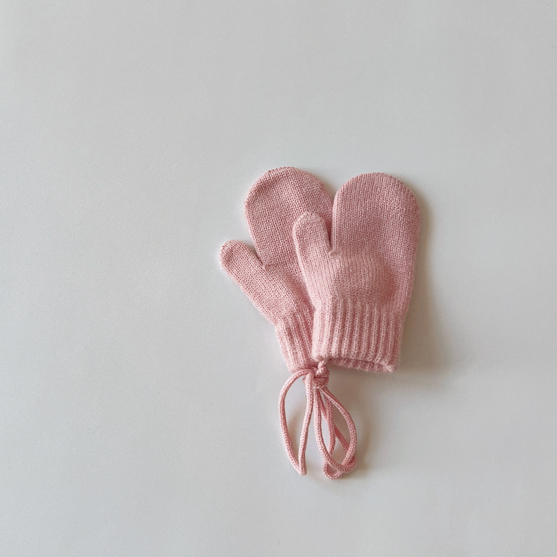 Children's gloves Winter candy colored halter baby knit to keep warm_voghion.com
