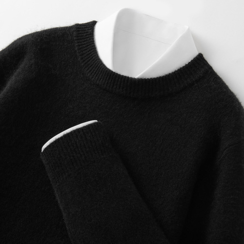 Autumn and winter new men's round neck shirt sweater autumn and winter thick knitted base shirt