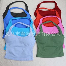 dfyne新款无缝方领运动瑜伽背心内衣挂脖美背文胸健身运动服背心