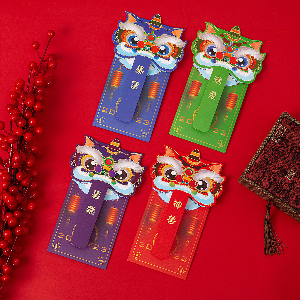 2023 nuevo año nuevo sobre rojo conejo año moda nacional festival de primavera regalo creativo sello año nuevo personalizado cabeza de león año nuevo bolsa