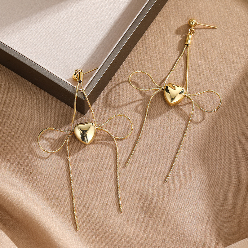 Drop Earrings Classification 1 Pair Simple Style Heart Shape Plating Titanium Steel Drop Earrings