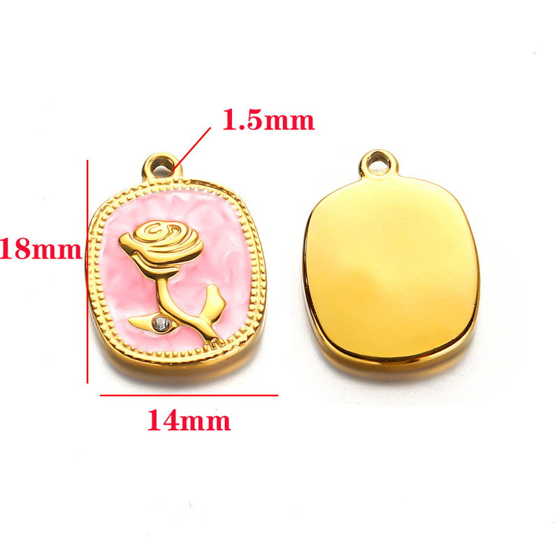 ステンレス鋼ローズペンダント長方形ペンダントダイヤモンド IY ジュエリーマッチングアクセサリーペンダントブレスレットネックレスペンダント|undefined