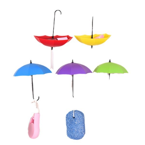 Adhesivo de pared en forma de paraguas gancho libre de clavos 3 piezas decorativos artículos pequeños gancho único creativo gancho pegajoso BOLSA DE OPP