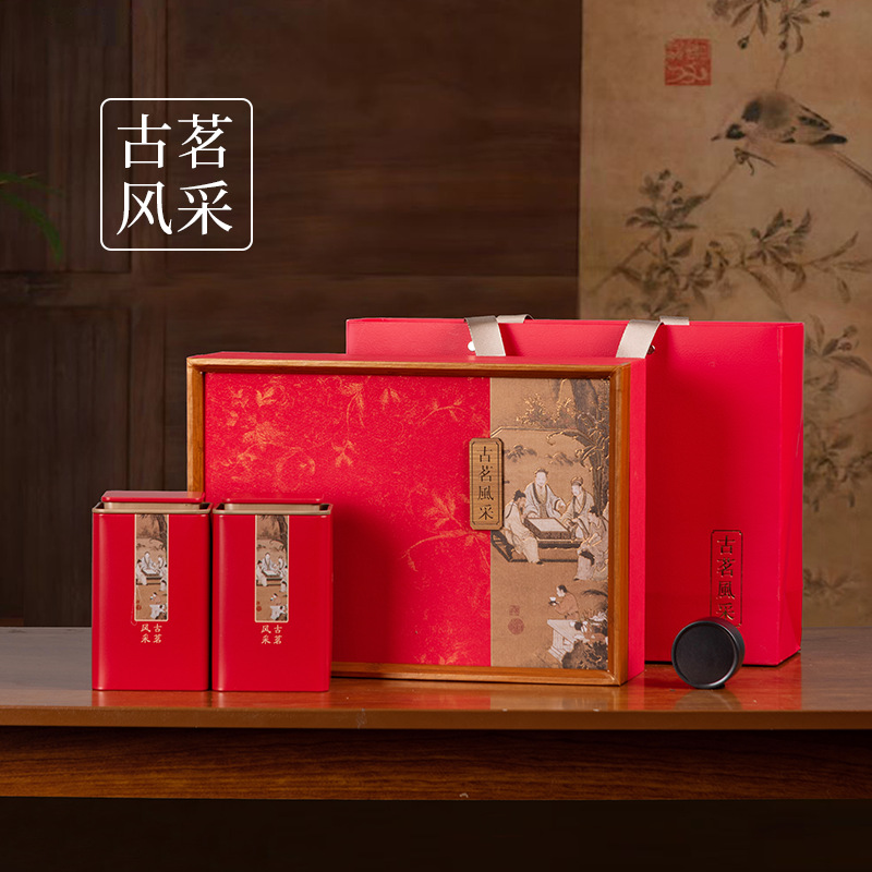 2025新年高档喜庆红茶包装空盒大红袍金骏眉茶叶礼盒装 空盒批发