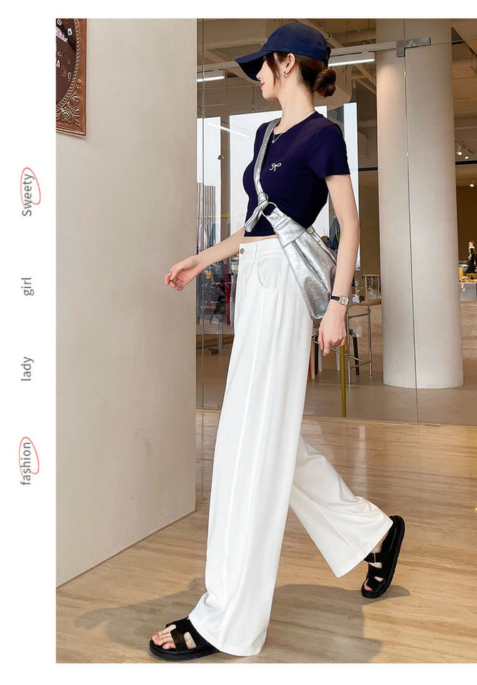 Quần ống rộng giả denim Lyocell Tencel cạp cao dáng mỏng, form suông rủ nhẹ — Denim đen thông thường, Người nhỏ nhắn màu trắng, Quần jean đen cho người nhỏ nhắn, Quần jean đen dáng dài chi tiết 25