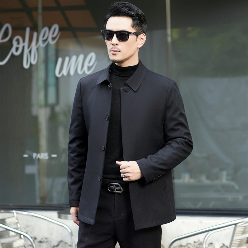 Counter Men's Down Jacket 2024 Autumn and Winter Warm White Duck Down Middle-aged Men's Executive Jacket Casual Men's Jacket