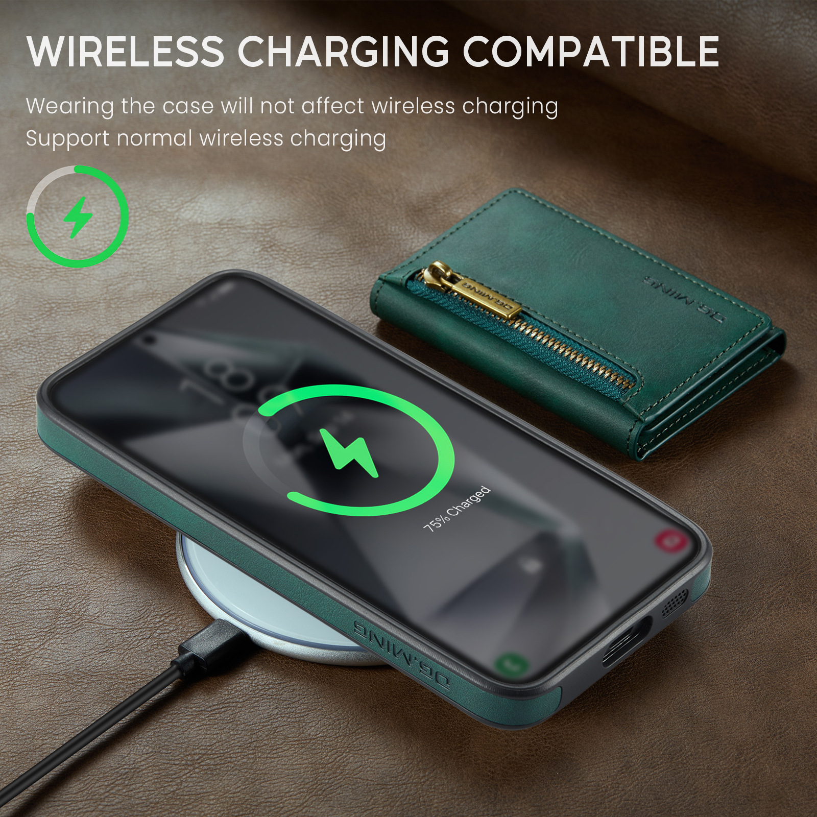 M5 für Samsung S24 magnetische kabellose Ladetelefonhülle S24 Plus Zwei-in-Eins-Anti-Diebstahl-Bürsten-Brieftaschen-Schutzhülle_voghion.com