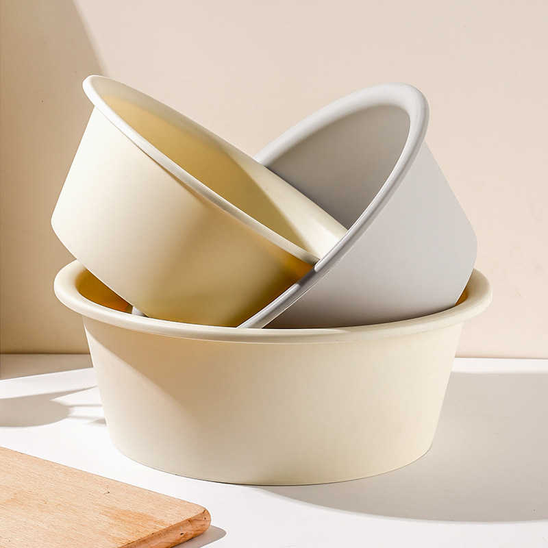 Cream-Colored Plastic Washbasin for Home Use, Thickened for Washing Vegetables, Suitable for Students' Dormitories, Laundry Basin, Foot Basin, Baby Basin