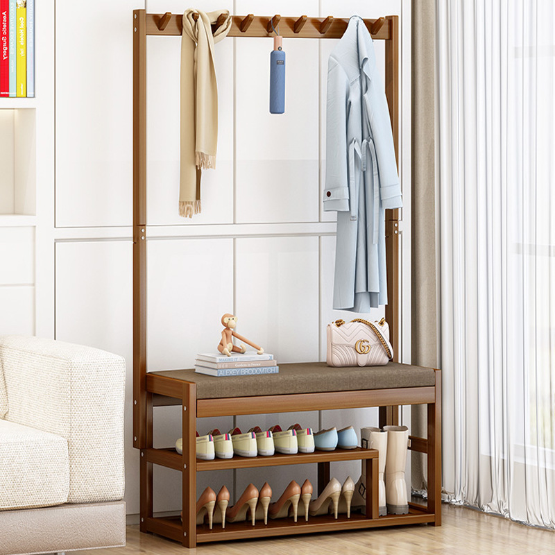 Shoe Cabinet and Coat Rack Integrated Floor-Standing Bedroom Corner Home Living Room Door Clothes Rack Entrance Shoe Rack Shoe Changing Stool