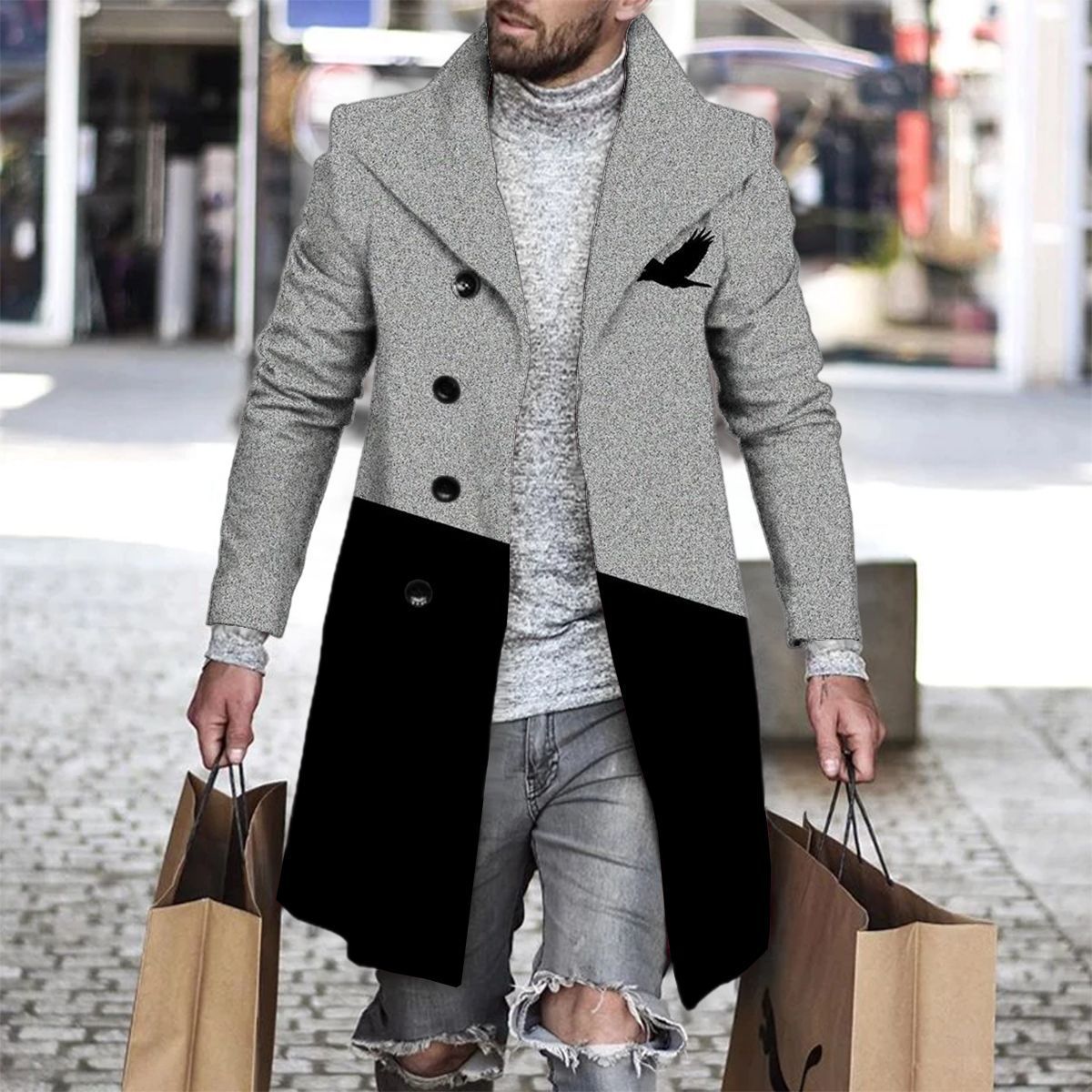 Abrigo a cuadros para hombre 2024 nuevo producto comercio exterior chaqueta wish estación europea Amazon rompevientos AliExpress lana al por mayor