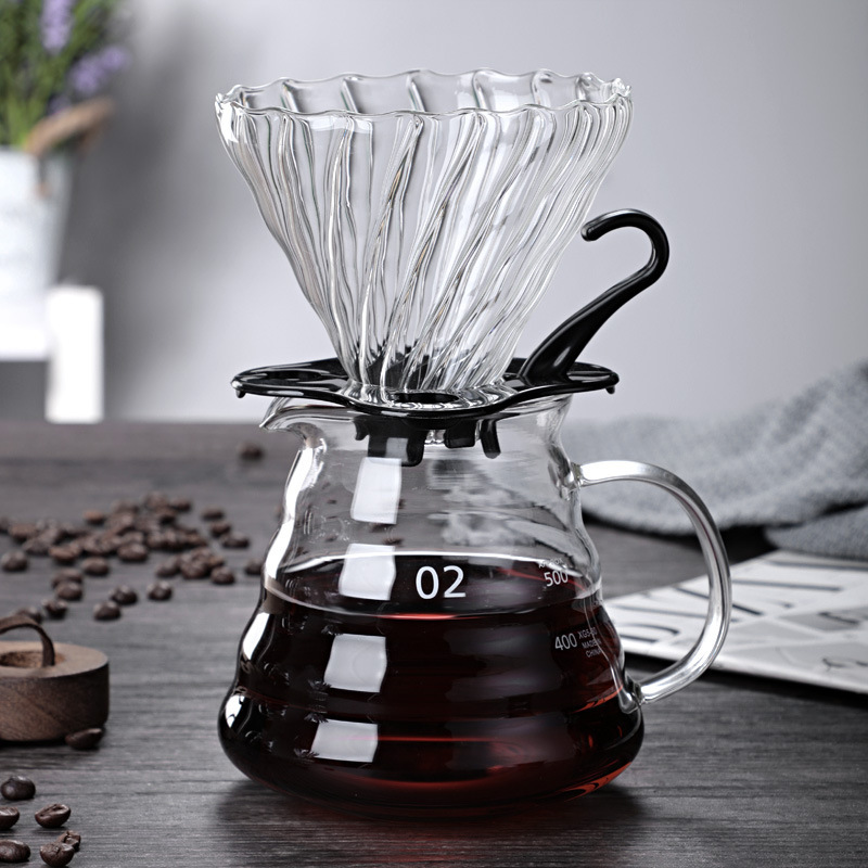 Factory wholesale hand-washed glass coffee pot cloud pot filter cup filter sharing pot set can be printed logo