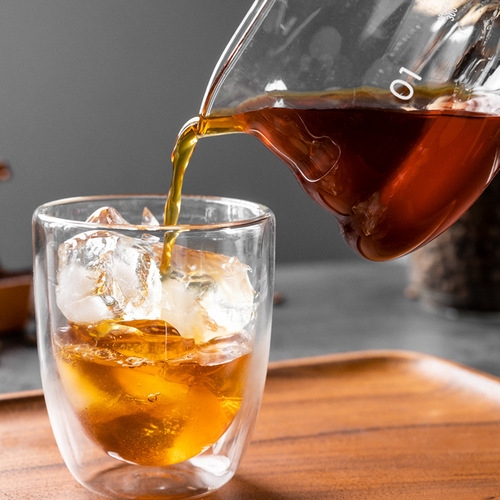 Hand-brewed coffee pot, cloud pot, sharing pot, thickened heat-resistant glass, cute coffee pot with scale, fair cup