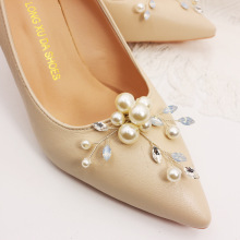 新娘花 欧美婚鞋花装饰可拆卸婚庆配花水晶手工珍珠鞋扣批发