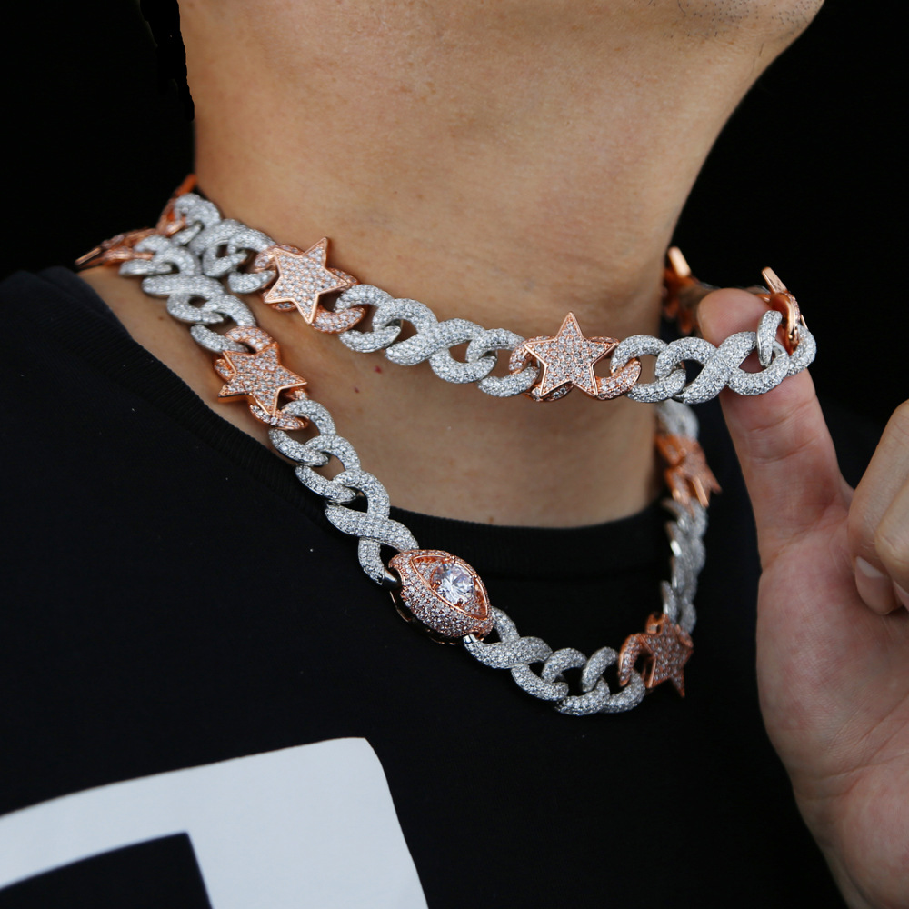 Star Pattern Men'S Gender Inlay Design Hip-hop Star Copper Inlay Zircon Men's Necklace