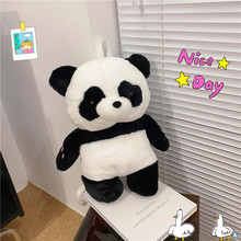 熊貓毛絨包可愛熊貓雙肩包卡通軟萌校園日系少女洛麗塔玩偶包