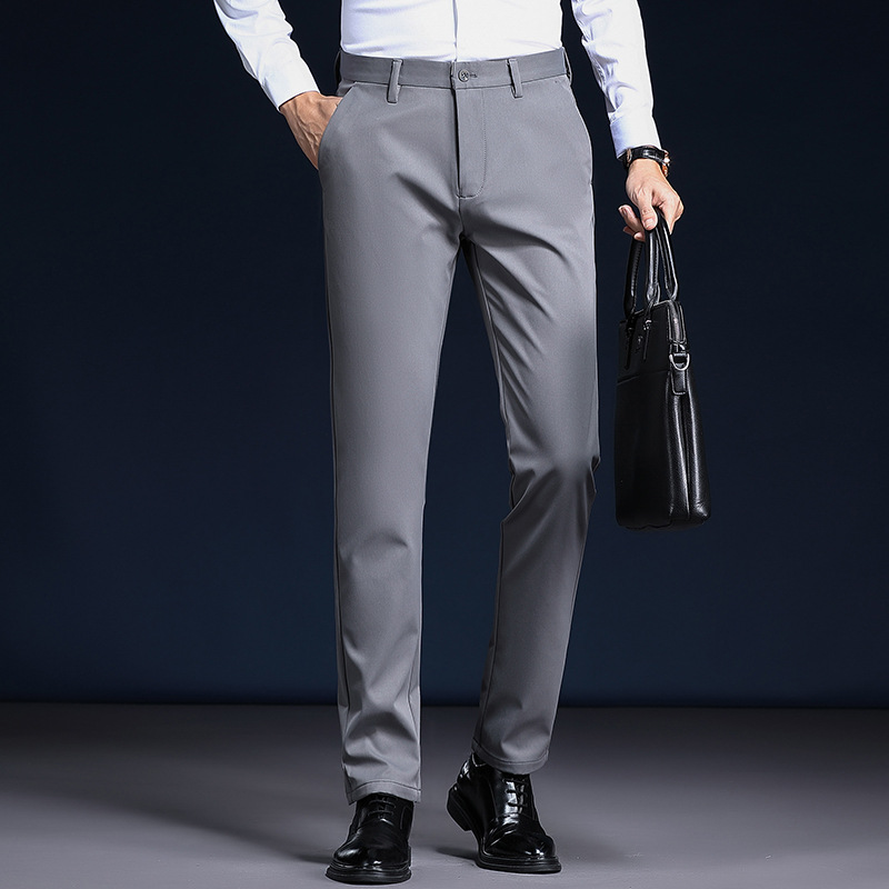Pantalones para hombres, ropa formal recta sin planchar de negocios de primavera, pantalones casuales delgados de mediana edad, pantalones de trabajo de viaje profesional image 16