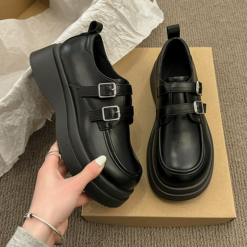 Маленькие кожаные туфли в британском стиле женская модель 2025 новая весна jk с юбкой Lefu обувь дикая толстая подошва Мэри Джейн женская обувь