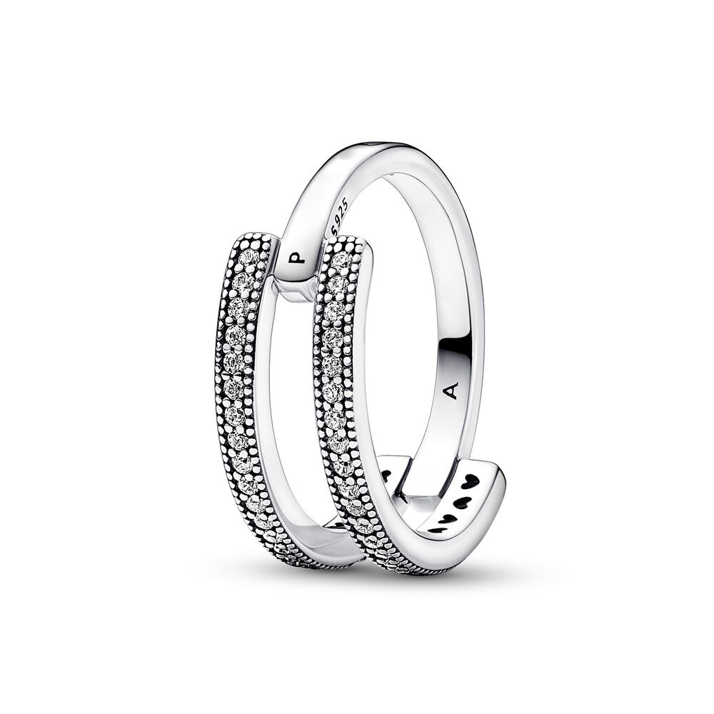 Fanpandora di S925 plata esterlina europea y americana diamante-incrustado ola corona anillo estrella y Luna anillo combinación anillo epoxi fila anillo de diamantes