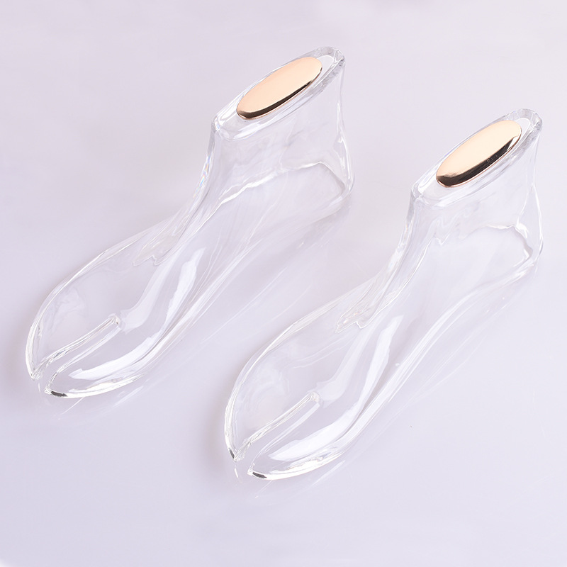 Molde de pie de acrílico al por mayor de fábrica 37 tamaño molde de pie plano molde de zapato transparente soporte de zapato sandalias soporte zapato último molde de zapato de cristal