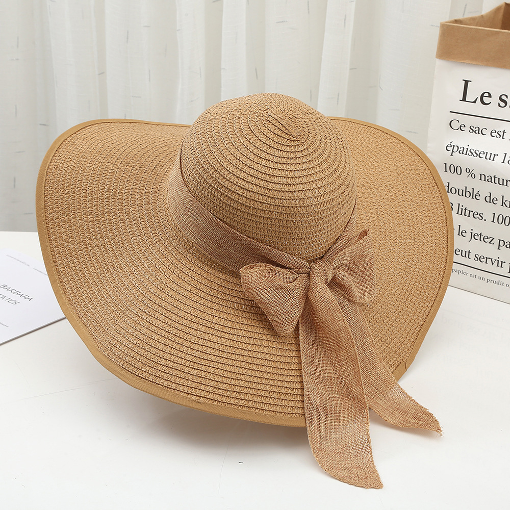 Summer, Spring Season Women's Gender Casual, Vacation Style Flat Eaves Rim Women's Lady Solid Color Flat Eaves Straw Hat