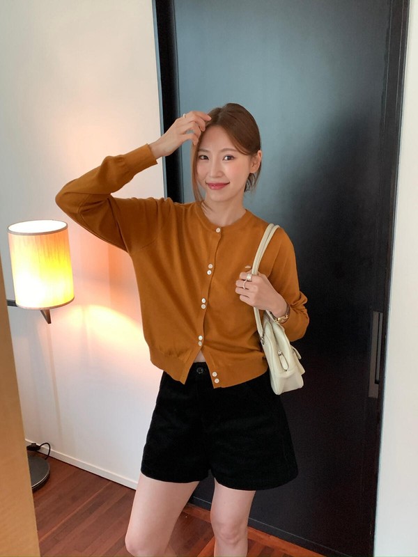 KITTIN 秋冬韩系极简风糖果色百搭显瘦双扣圆领长袖针织开衫G1671|undefined
