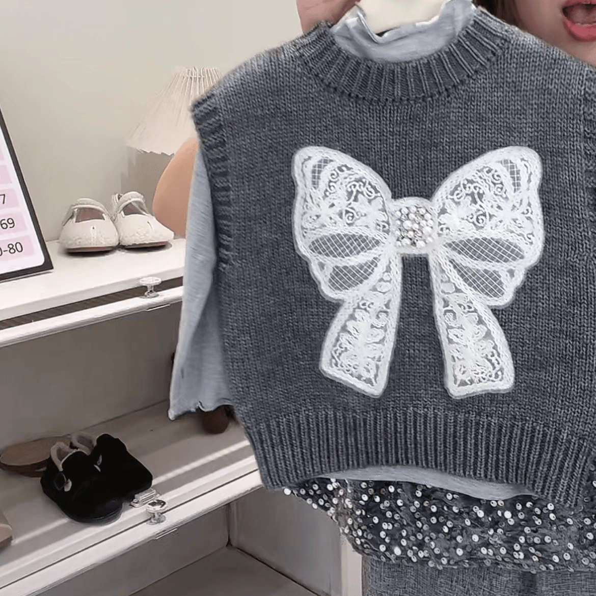 Qianqi niñas chaleco nuevo otoño niños chaleco de punto de moda extranjera bebé vestir suéter de hombro abrigo