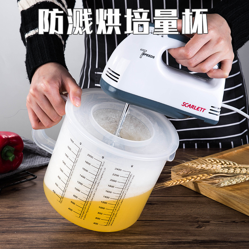 Taza de medición para hornear de plástico con tapa a prueba de salpicaduras taza de medición para hornear taza de medición para el hogar con escala 5l de gran capacidad