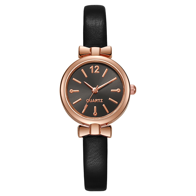 Nuevo reloj de aleación de estilo antiguo pequeño y fresco, estudiante, cinturón delgado simple, reloj de mujer, cabello negro