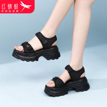 红蜻蜓女鞋夏季运动凉鞋女外穿厚底增高户外沙滩鞋软底松糕鞋平底