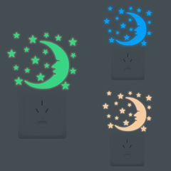 New YG36 Personalized Flexible Glow-in-the-Dark Star and Moon Three-Color Switch Patch Home Wall Decor Sticky Wall Sticker