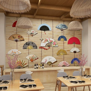复古真屏风竹帘扇子拍照背景墙纸日式料理浮世绘壁纸和风剧本杀