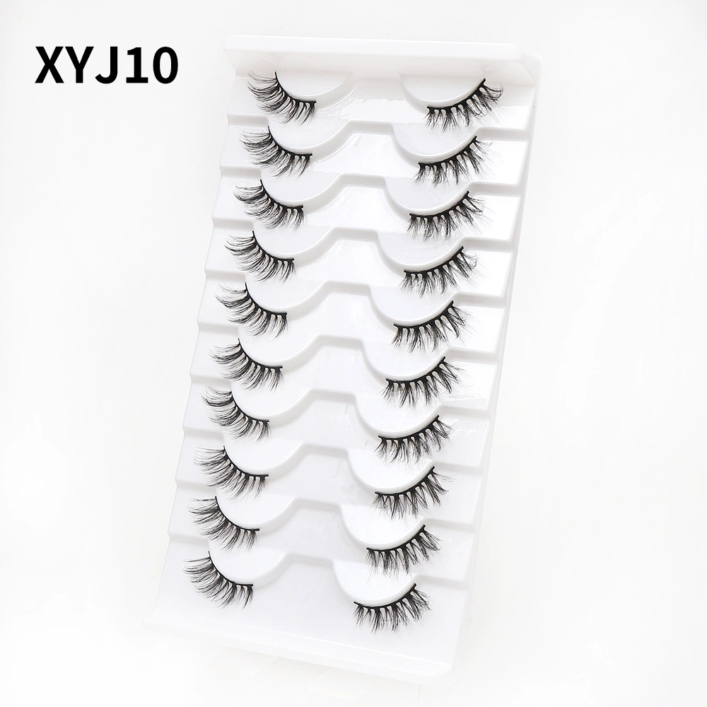 Плотные завитые наращенные ресницы, стиль кошачий глаз, 10 пар, Natural Volume