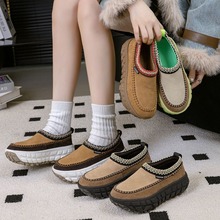 春季新款轮胎底面包鞋女复古风松糕厚底一脚蹬懒人休闲鞋