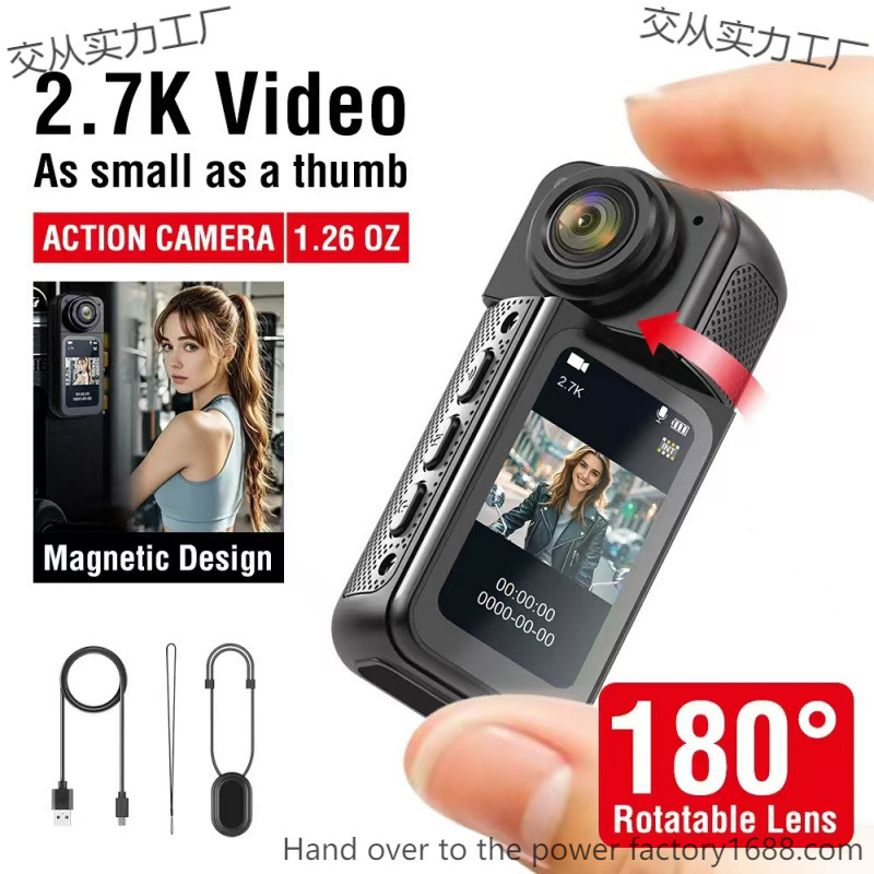 Cross-Border Version of High-Definition Outdoor Riding Recorder ° Rotating Hanging Neck Camera Thumb Action Camera