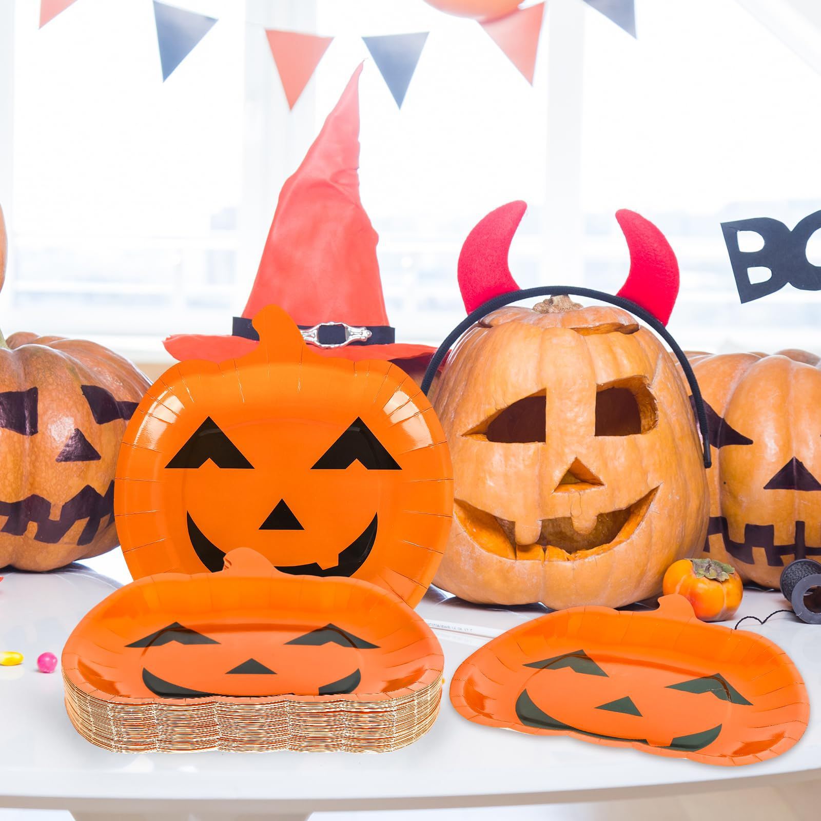 Nuevos productos transfronterizos de Halloween, suministros para fiestas, juegos de vajilla desechables, decoración de fiestas, platos de papel desechables