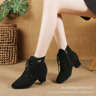 Wholesale cross-border 2024 new zipper high-top Oxford cloth Latin dance shoes with female square dance shoes dance boots