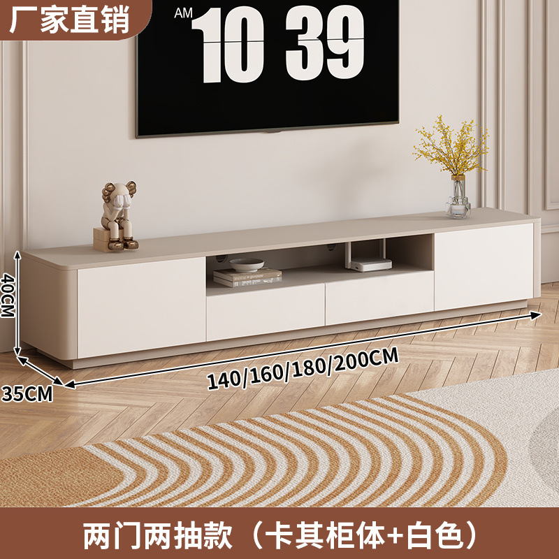 Gabinete de televisión moderno y simple para sala de estar doméstica tipo armario de piso pequeño tipo tablero de té de madera sólida combinación de gabinete de televisión