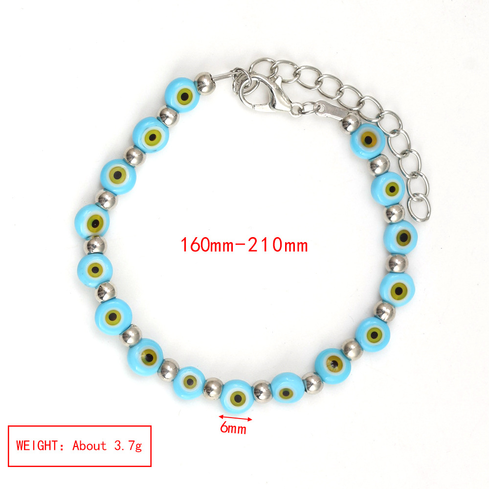 10g Weight Bracelets Classification Alloy Chain Material 1 Piece Quantity Holiday, Daily Occasion Alloy, glass Material Devil's Eye Pattern Women's Gender Patchwork Design Simple Style Style Simple Style Devil's Eye Alloy Glass Wholesale Bracelets 1