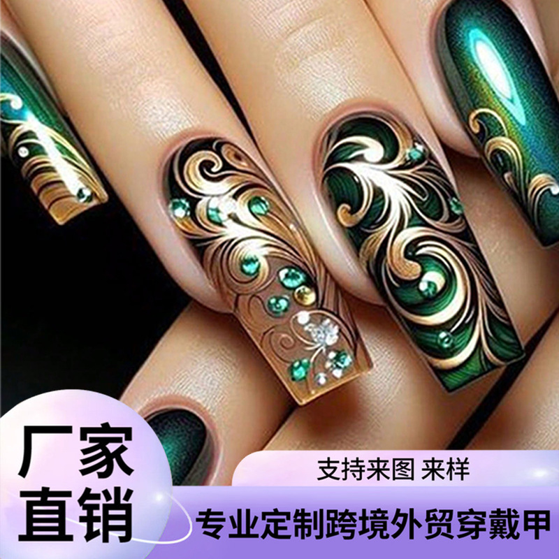 Customized Foreign Trade Wearable Nails for St. Patrick's Day, Xiyin Cross-Border Professional Processing and Customization of Fake Nails Customized Foreign Trade Wearable Nails for St. Patrick's Day, Xiyin Cross-Border Professional Processing and Customization of Fake Nails
