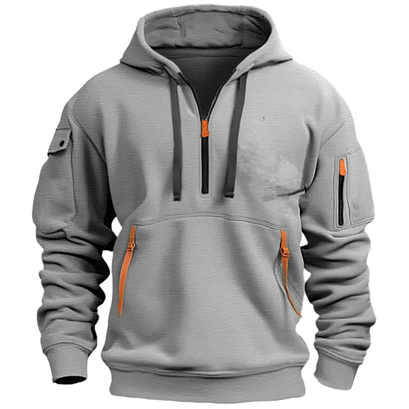 Men's Hoodie, Casual Sport Hoodie, Autumn And Winter Top, Arm Pocket Zipper Hoodie_viptrois.com