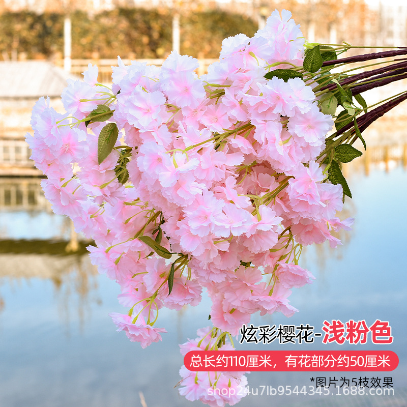 Simulación de flores de cereza flores de melocotón flores de pera flores de ciruela flores de bodas flores falsas vid decoración jardín balcón red de manglares paisaje de pared