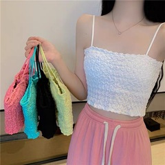 Korean style pleated short strapless backless bra for girls outerwear bottoming strapless bra with padding vest underwear 